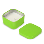 Plantaardige wax kaars met vanillegeur in vierkante metalen pot kleur limoen groen vijfde weergave
