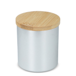 Plantaardige wax kaars in metalen pot van gerecycled aluminium kleur zilver