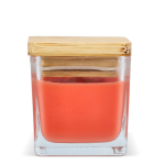 Plantaardige wax kaars in glazen pot met bamboedeksel kleur oranje vierde weergave