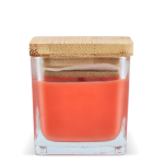 Plantaardige wax kaars in glazen pot met bamboedeksel kleur oranje vijfde weergave