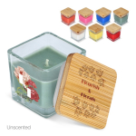 Plantaardige wax kaars in glazen pot met bamboedeksel