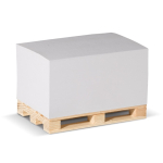 Notitieblok van 530 blanco FSC-vellen op houten pallet 12x8x6 cm kleur wit