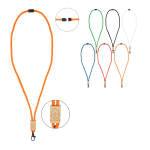 Lanyard van RPET in kleuren met bamboedetail om te personaliseren kleur zwart
