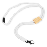 Lanyard van RPET in kleuren met bamboedetail om te personaliseren kleur wit derde weergave