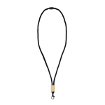 Lanyard van RPET in kleuren met bamboedetail om te personaliseren kleur wit