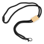 Lanyard van RPET in kleuren met bamboedetail om te personaliseren kleur wit derde weergave