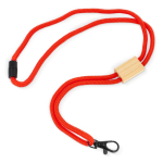 Lanyard van RPET in kleuren met bamboedetail om te personaliseren kleur wit derde weergave