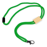 Lanyard van RPET in kleuren met bamboedetail om te personaliseren kleur wit derde weergave
