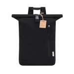 Roll-top rugzak van 100% gerecycled canvas met gespsluiting kleur zwart  negende weergave