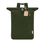 Roll-top rugzak van 100% gerecycled canvas met gespsluiting kleur groen  negende weergave