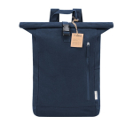 Roll-top rugzak van 100% gerecycled canvas met gespsluiting kleur marineblauw  negende weergave