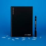 Infinity notitieboek met flexibele kaft en marker, A5 blanco pagina’s kleur zwart luxe weergave