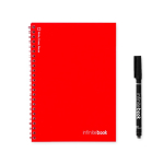 Infinity notitieboek met flexibele kaft en marker, A5 blanco pagina’s kleur rood eerste weergave