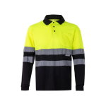 Werkpolo met lange mouwen, van polyester 160 g/m² Velilla kleur zwart tweede weergave