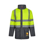 Werkjas 4-in-1 van polyester met PU-coating 180 g/m² Velilla kleur grijs afbeelding met logo