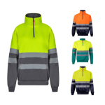 Tweekleurige fleece werktrui van polyester 300 g/m² diverse kleuren