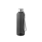 RPET-fles met doorschijnende afwerking en stalen dop 600 ml kleur zwart