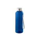 RPET-fles met doorschijnende afwerking en stalen dop 600 ml kleur blauw