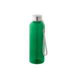 RPET-fles met doorschijnende afwerking en stalen dop 600 ml kleur groen
