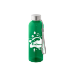 RPET-fles met doorschijnende afwerking en stalen dop 600 ml kleur groen afbeelding met logo