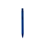 Balpen van gerecycled aluminium met rubberen afwerking, blauwe inkt kleur blauw tweede weergave