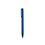 Balpen van gerecycled aluminium met rubberen afwerking, blauwe inkt kleur blauw