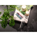 Balpen van gerecycled aluminium met rubberen afwerking, blauwe inkt luxe weergave