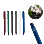 Balpen van gerecycled aluminium met rubberen afwerking, blauwe inkt diverse kleuren