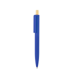 Balpen van gerecycled plastic met bamboe drukknop, blauwe inkt kleur blauw eerste weergave