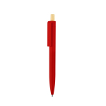 Balpen van gerecycled plastic met bamboe drukknop, blauwe inkt kleur rood eerste weergave