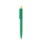 Balpen van gerecycled plastic met bamboe drukknop, blauwe inkt kleur groen eerste weergave