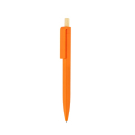 Balpen van gerecycled plastic met bamboe drukknop, blauwe inkt kleur oranje eerste weergave