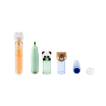 Set van 3 gekleurde pennen met dierenthema en stempel, voor kinderen kleur naturel eerste weergave