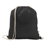 Trekkoordrugzak van gerecycled katoen en polyester 150 g/m² kleur zwart
