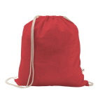 Trekkoordrugzak van gerecycled katoen en polyester 150 g/m² kleur rood