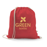 Trekkoordrugzak van gerecycled katoen en polyester 150 g/m² kleur rood afbeelding met logo