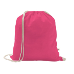 Trekkoordrugzak van gerecycled katoen en polyester 150 g/m² kleur roze