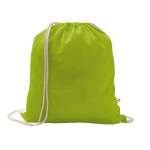 Trekkoordrugzak van gerecycled katoen en polyester 150 g/m² kleur lichtgroen