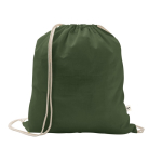 Trekkoordrugzak van gerecycled katoen en polyester 150 g/m² kleur miliair groen