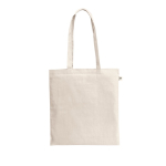 Boodschappentas van gerecycled katoen met lange hengsels 140 g/m² kleur naturel