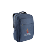 Gevoerde rugzak van gerecycled polyester voor laptop 15,6 inch kleur marineblauw afbeelding met logo