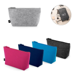 Ruime toilettas van gerecycled vilt met ritssluiting diverse kleuren