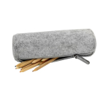 Cilindervormige etui van gerecycled vilt met ritssluiting kleur lichtgrijs tweede weergave