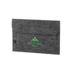 Map van gerecycled vilt met laptopvak 14 inch kleur donkergrijs afbeelding met logo