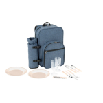 Koelrugzak voor picknick van gerecycled polyester met bestek kleur blauw tweede weergave