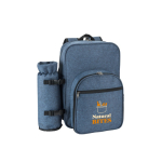 Koelrugzak voor picknick van gerecycled polyester met bestek kleur blauw afbeelding met logo
