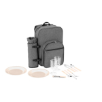 Koelrugzak voor picknick van gerecycled polyester met bestek kleur donkergrijs tweede weergave