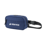 Heuptas van gerecycled polyester met voering en 2 compartimenten kleur blauw afbeelding met logo