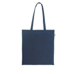 Boodschappentas van biologisch katoen met lange hengsels 140 g/m² kleur marineblauw
