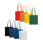 Boodschappentas van biologisch katoen met lange hengsels 140 g/m² diverse kleuren